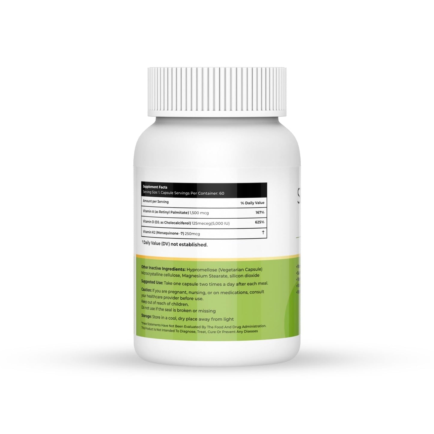 SEEORA Vitamin ADK Supplement High Potency Vitamins A, D3 & K2 Capsules, 60 Capsules