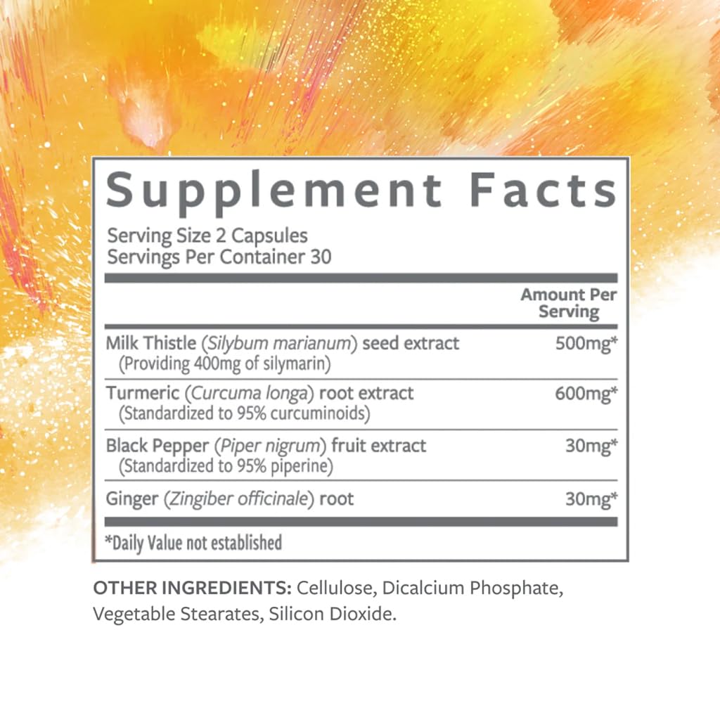Clean Program Clean Liver Support, Milk Thistle & Turmeric Curcumin Capsules 60 Count