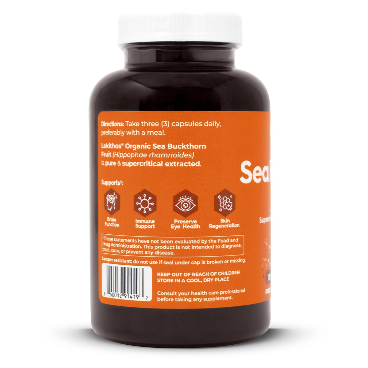 Lekithos Organic Sea Buckthorn Capsules 120 Capsules