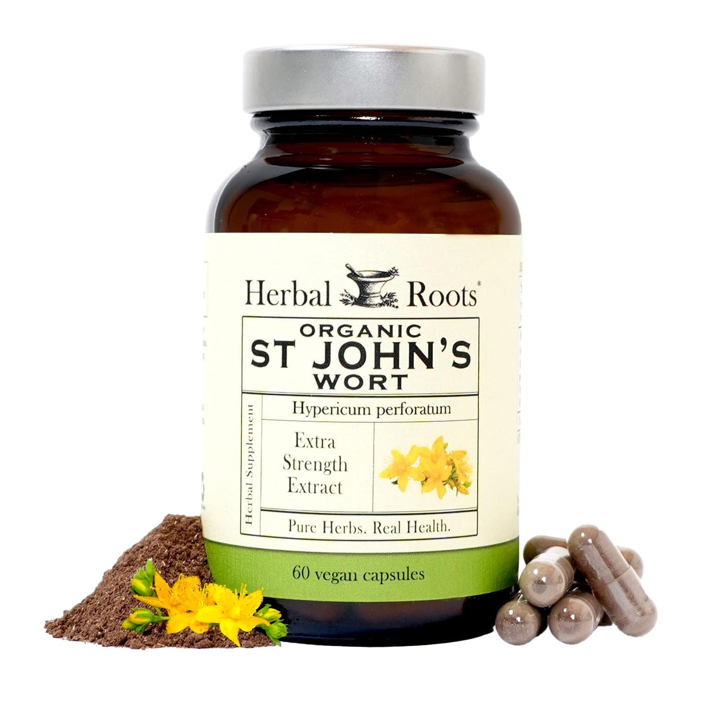 Herbal Roots Organic St Johns Wort Capsules 450 mg per Serving, 60 Count