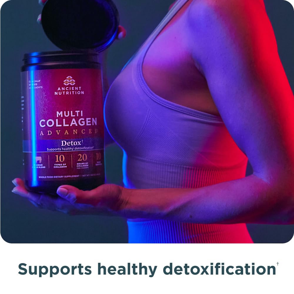 Ancient Nutrition Multi Collagen Advanced Powder Cleanse & Detox + Organic SuperGreens Powder, 2-Pack