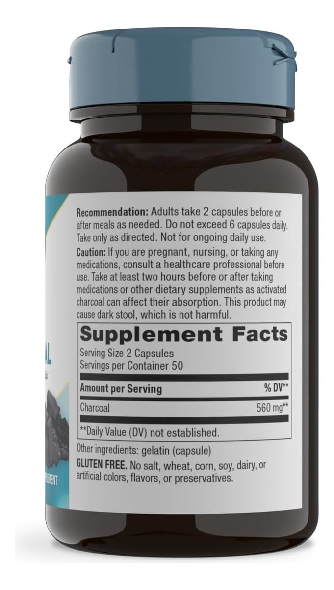 Nature's Way Activated Charcoal Capsules, 100 Count