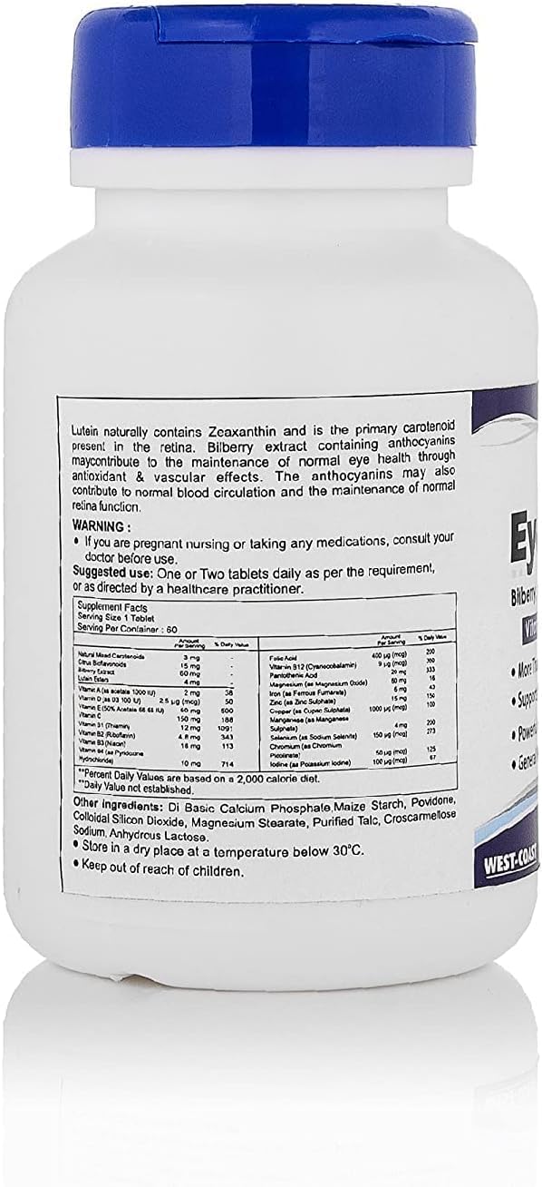 NACHT Eyevitan Eye Care with Bilberry Lutein Zeaxanthin Vitamins 60 Tablets