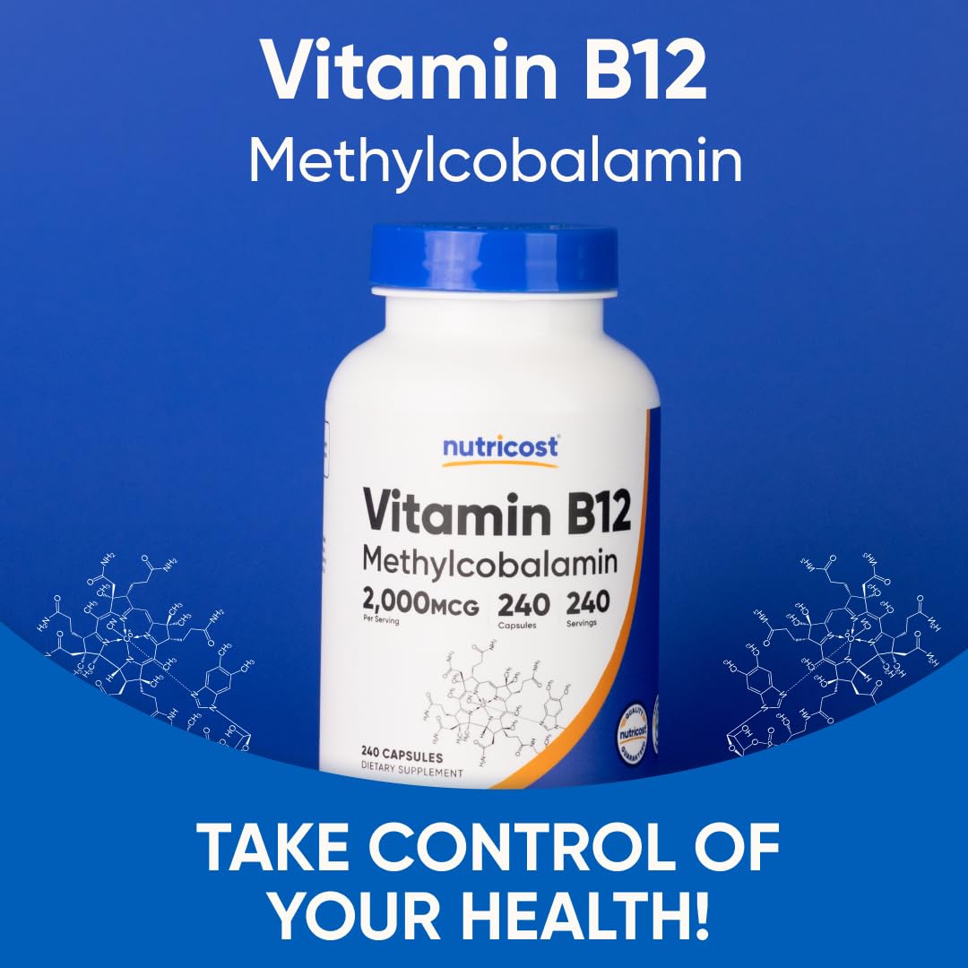 Nutricost Vitamin B12 (Methylcobalamin) 2000mcg Capsule, 240 Count