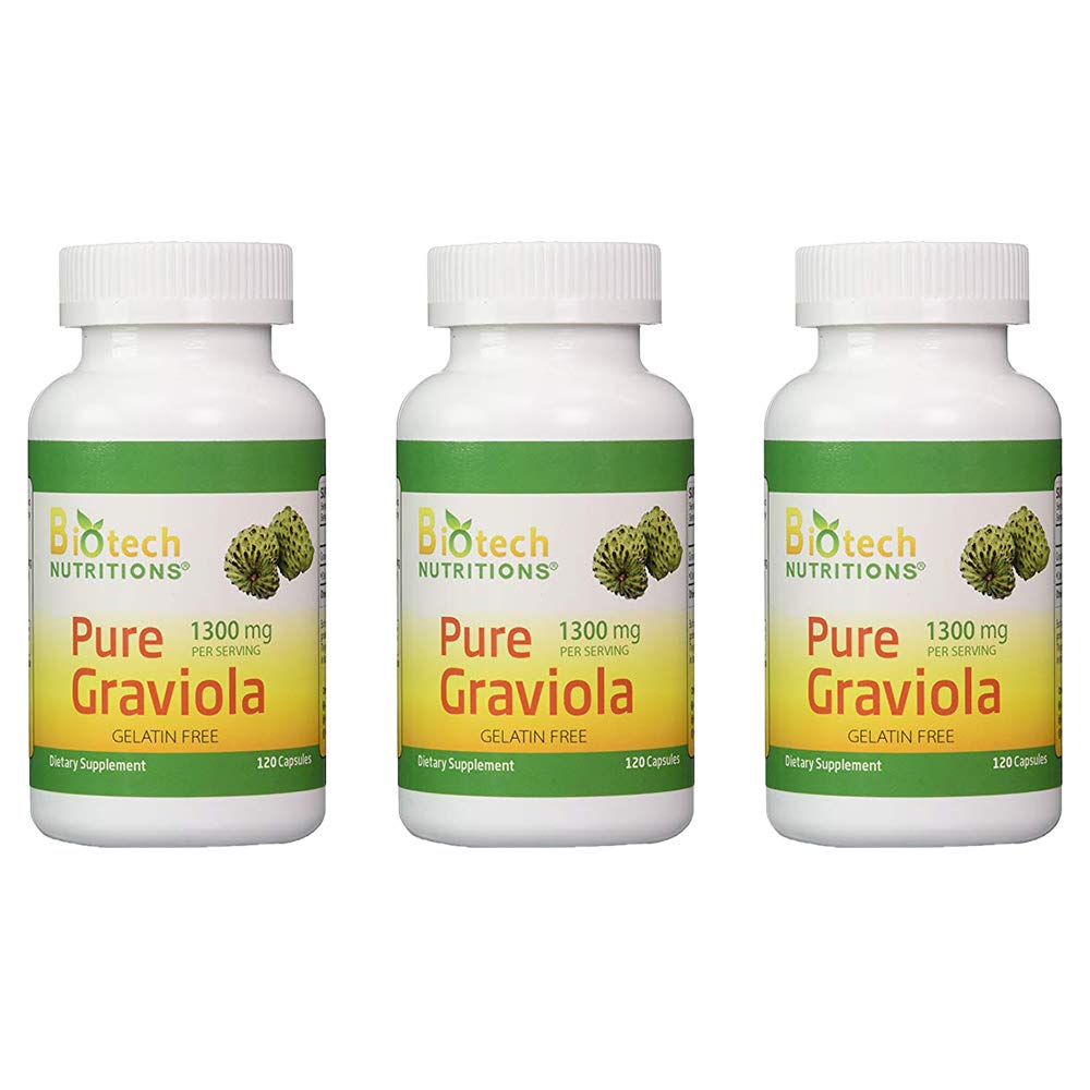 Biotech Nutritions Graviola 100% Pure Graviola 1300mg Capsules 360 Count