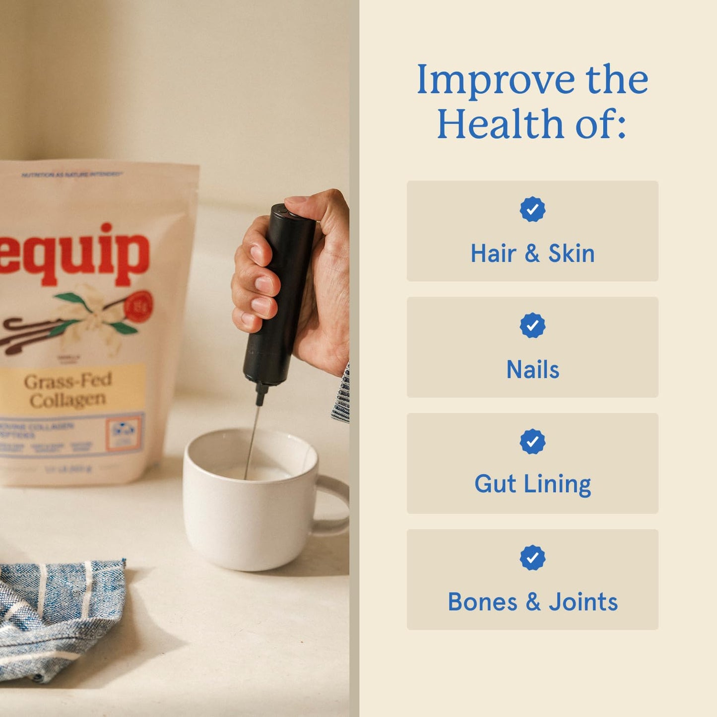 Equip Grass-Fed Hydrolyzed Collagen Powder - Vanilla, 30 Scoops
