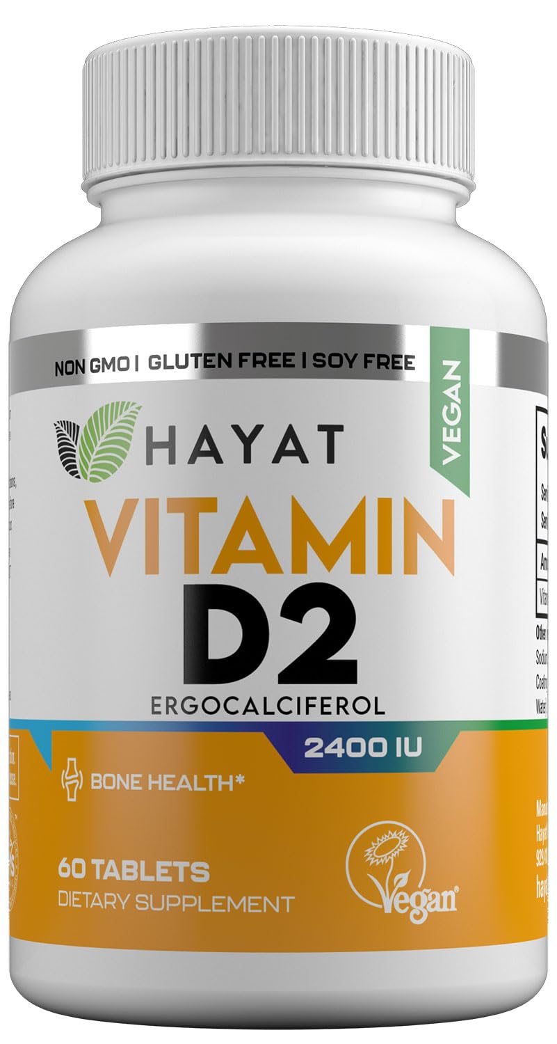 HAYAT Vegan Vitamin D2 2400 IU Tablet, 60 Count