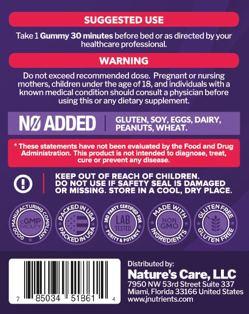 Just Nutrients Melatonin 10mg Gummies, 60 Count