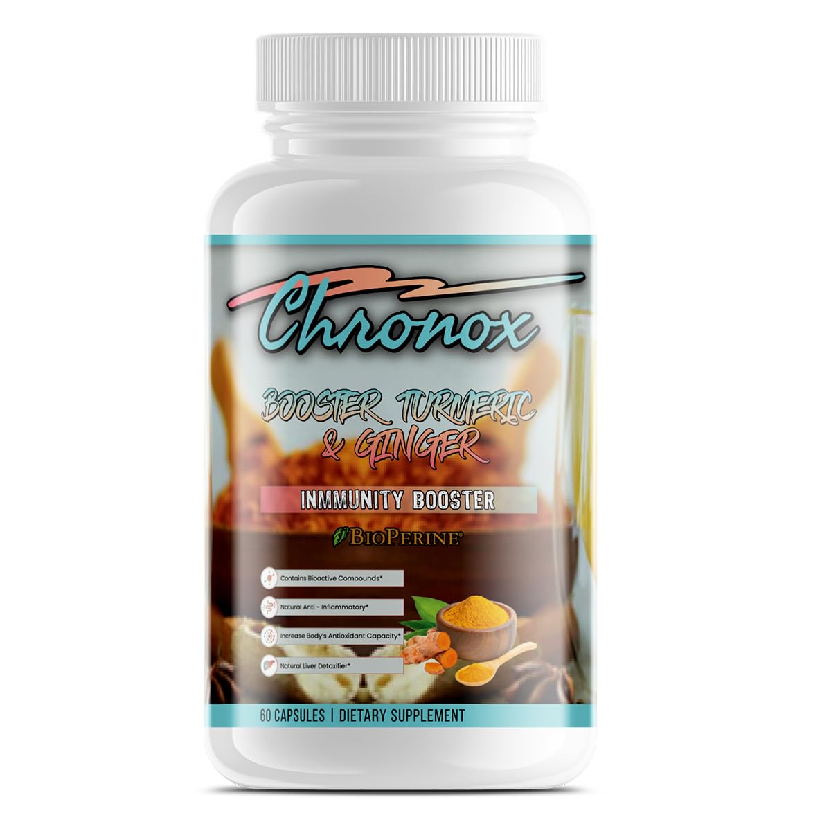 Chronox Turmeric & Ginger Supplement Capsules, 60 Count