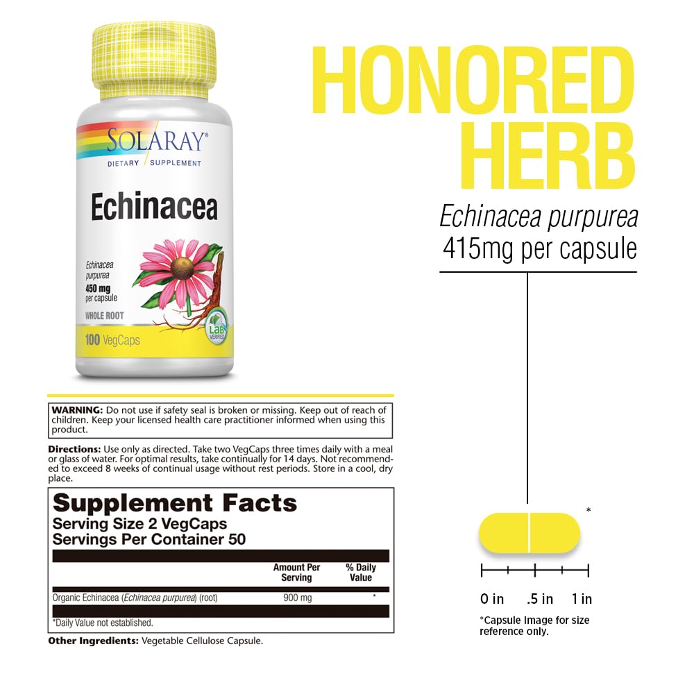 Solaray Echinacea Root Capsules 100 Count