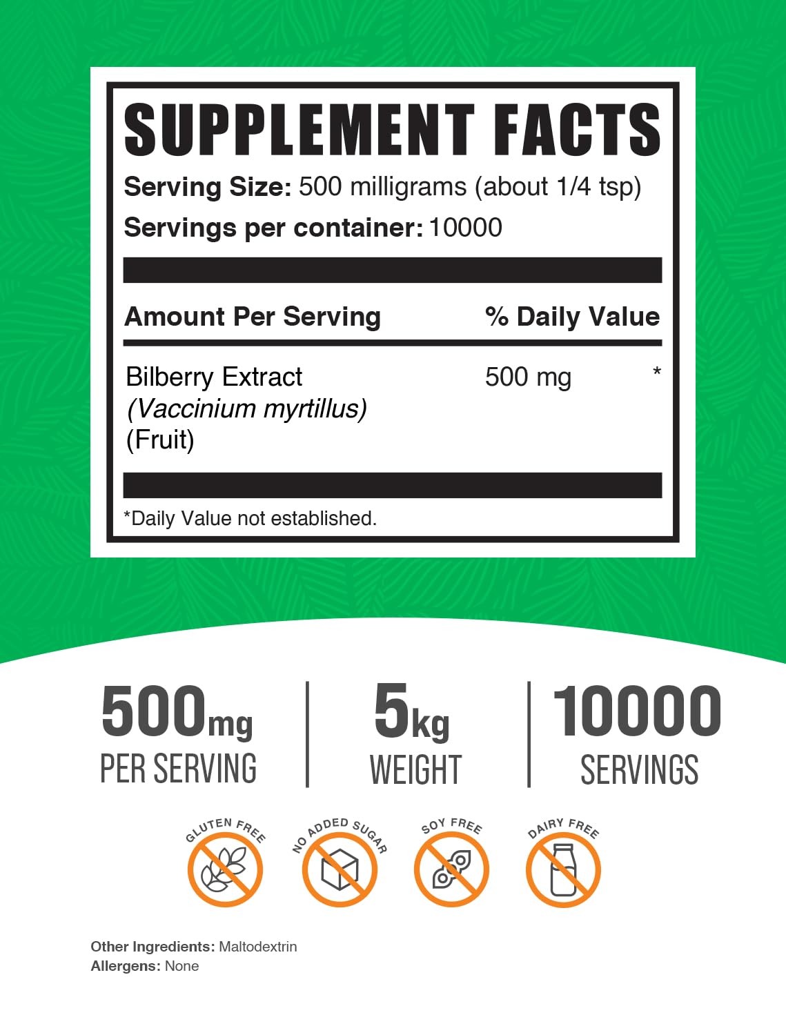 BulkSupplements Bilberry Extract Powder Pack of 5