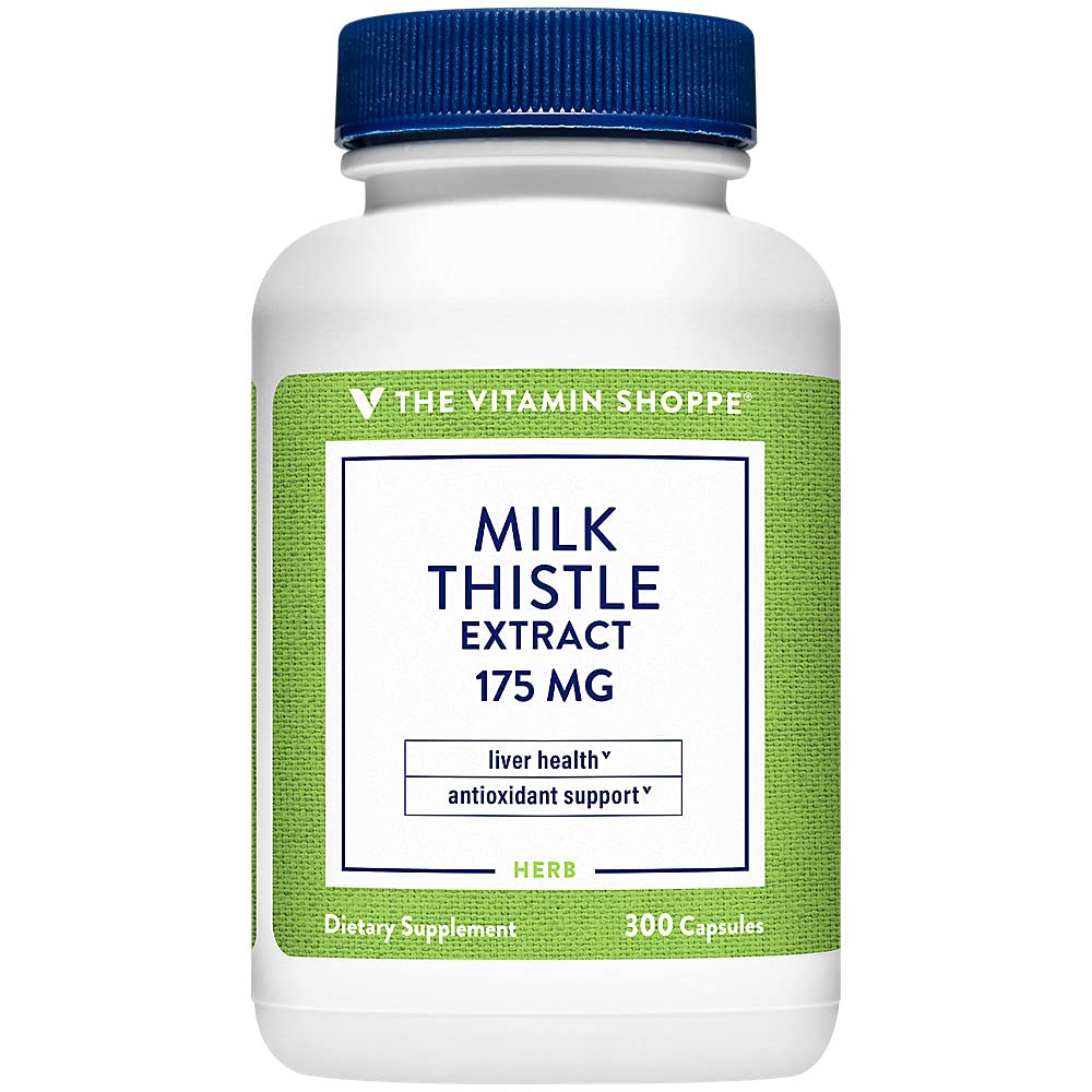 The Vitamin Shoppe Milk Thistle 175 mg Capsules, 300 Count - Liver Health Support, Detoxification & Antioxidant Protection