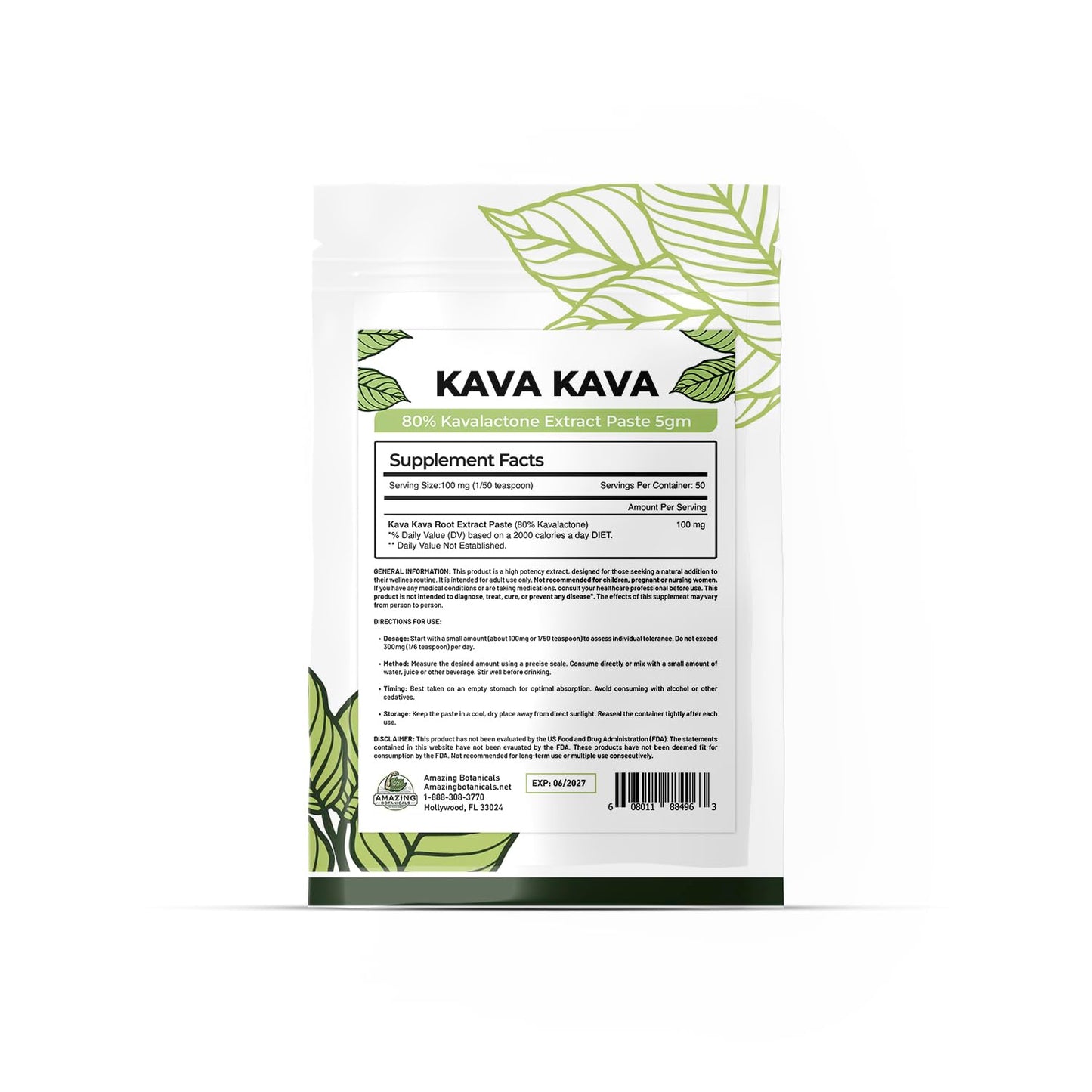 Amazing Botanicals Kava Kava 80% Kavalactone Extract Caplet 1 Count