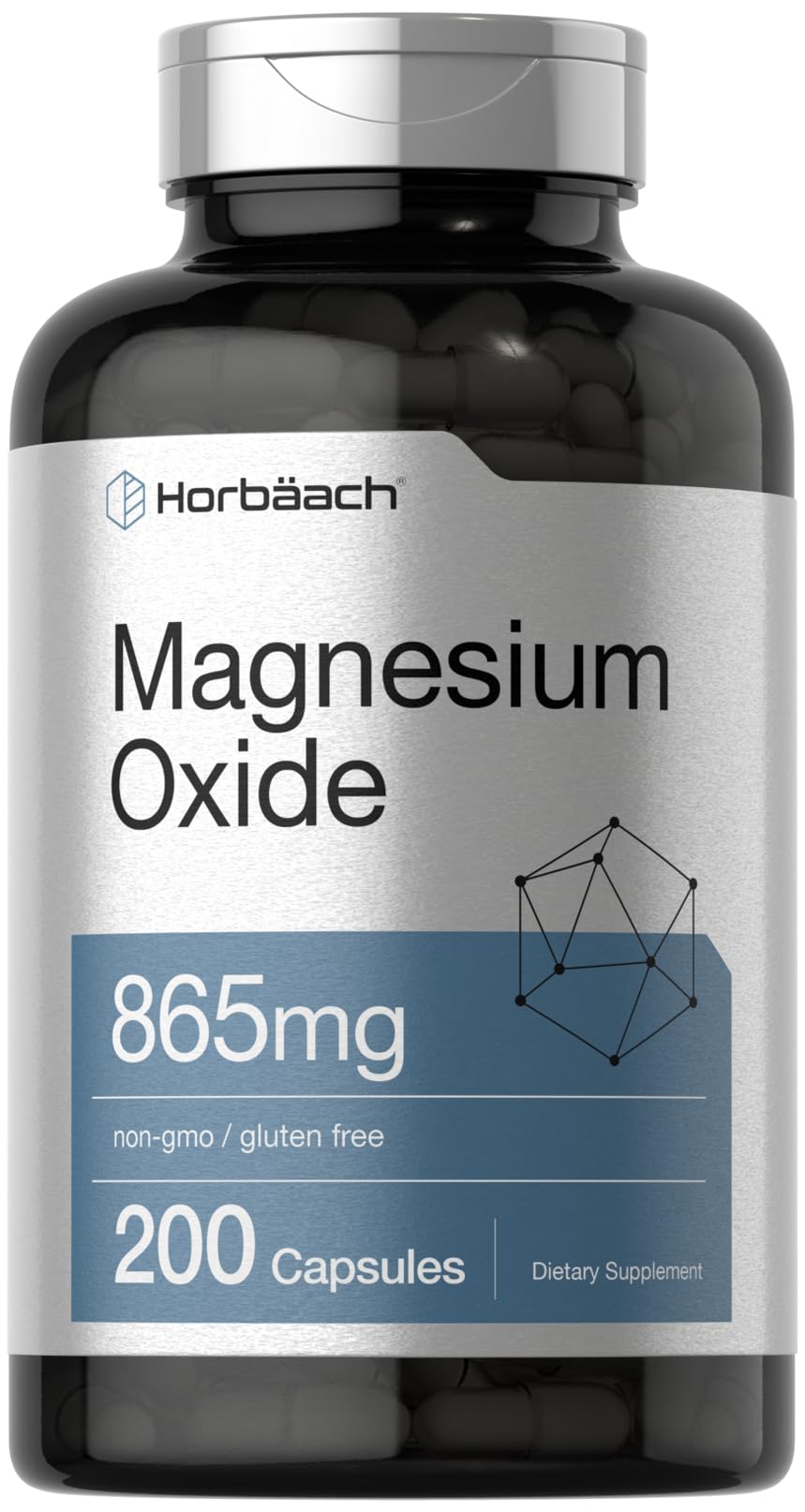 Horbäach Magnesium Oxide 865 mg Capsules, 200 Count