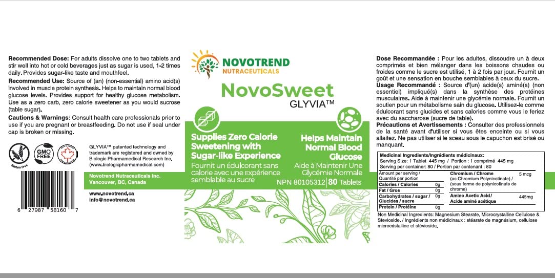 Novotrend Nutraceuticals NovoSweet Glyvia 80 Tablets
