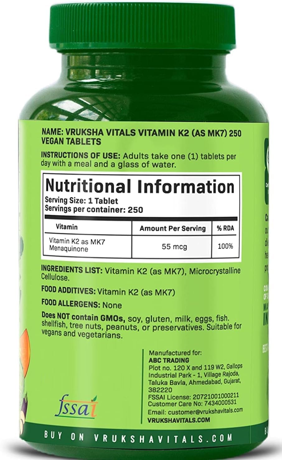 Generic Vitamin K2 as MK7 55mcg per Tablet 250 Tablets