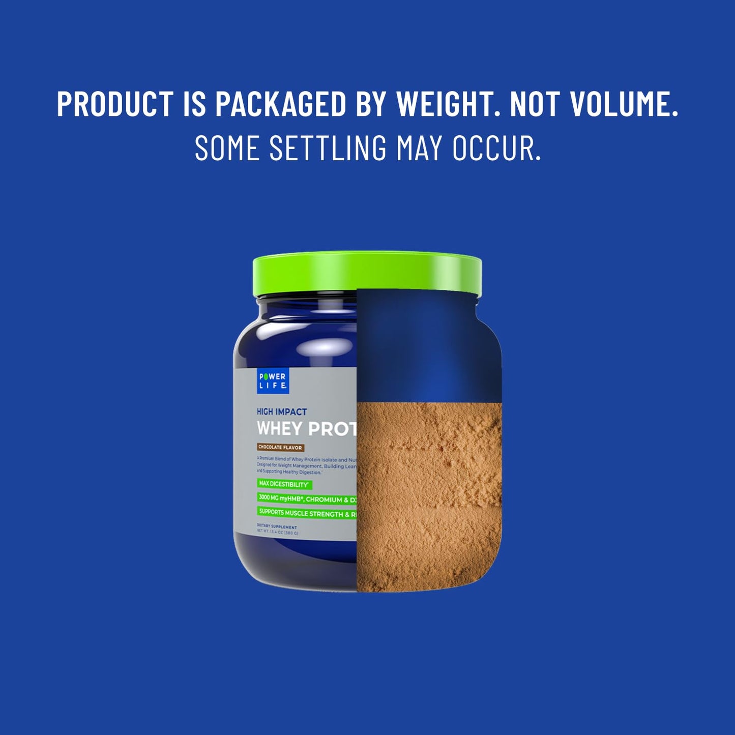 POWERLIFE Grass-Fed Whey Protein Powder with 3000 mg HMB, No Sugar Added, Non-GMO, Hormone and Antibiotic Free, 12 oz