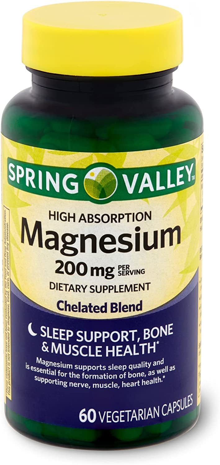Generic High Absorption Magnesium 200 mg Sleep Support Capsules, 60 Count