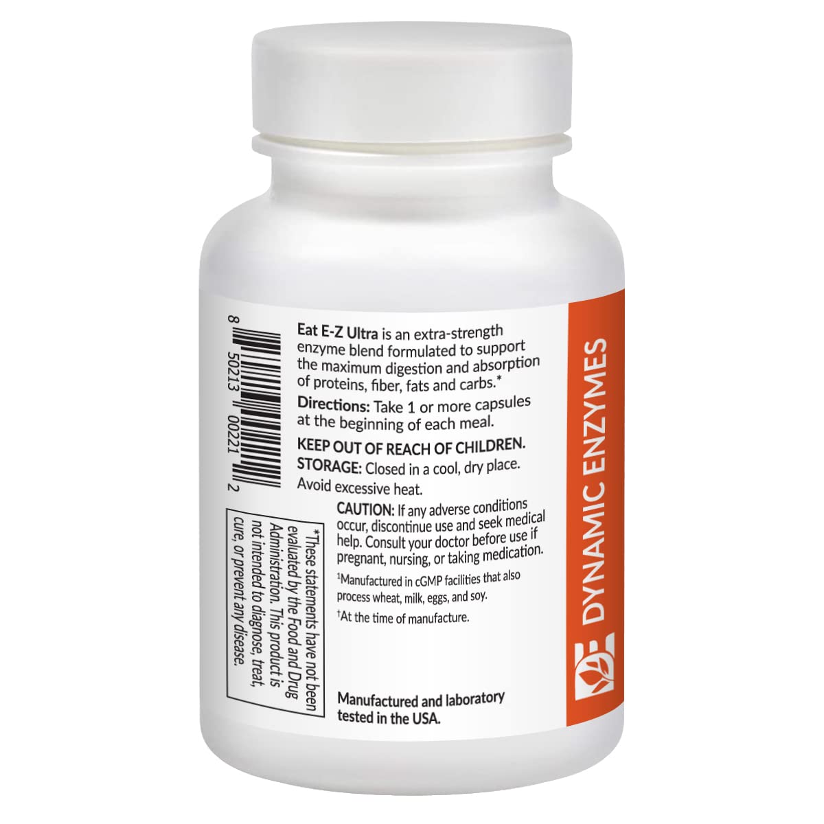 Dynamic Enzymes Eat E-Z Ultra Advanced Digestive Enzyme Supplement – Broad-Spectrum Multi-Enzyme Formula for Heavier & Harder-to-Digest Meals – Supports Occasional Bloating, Gas & Indigestion, 45 Capsules