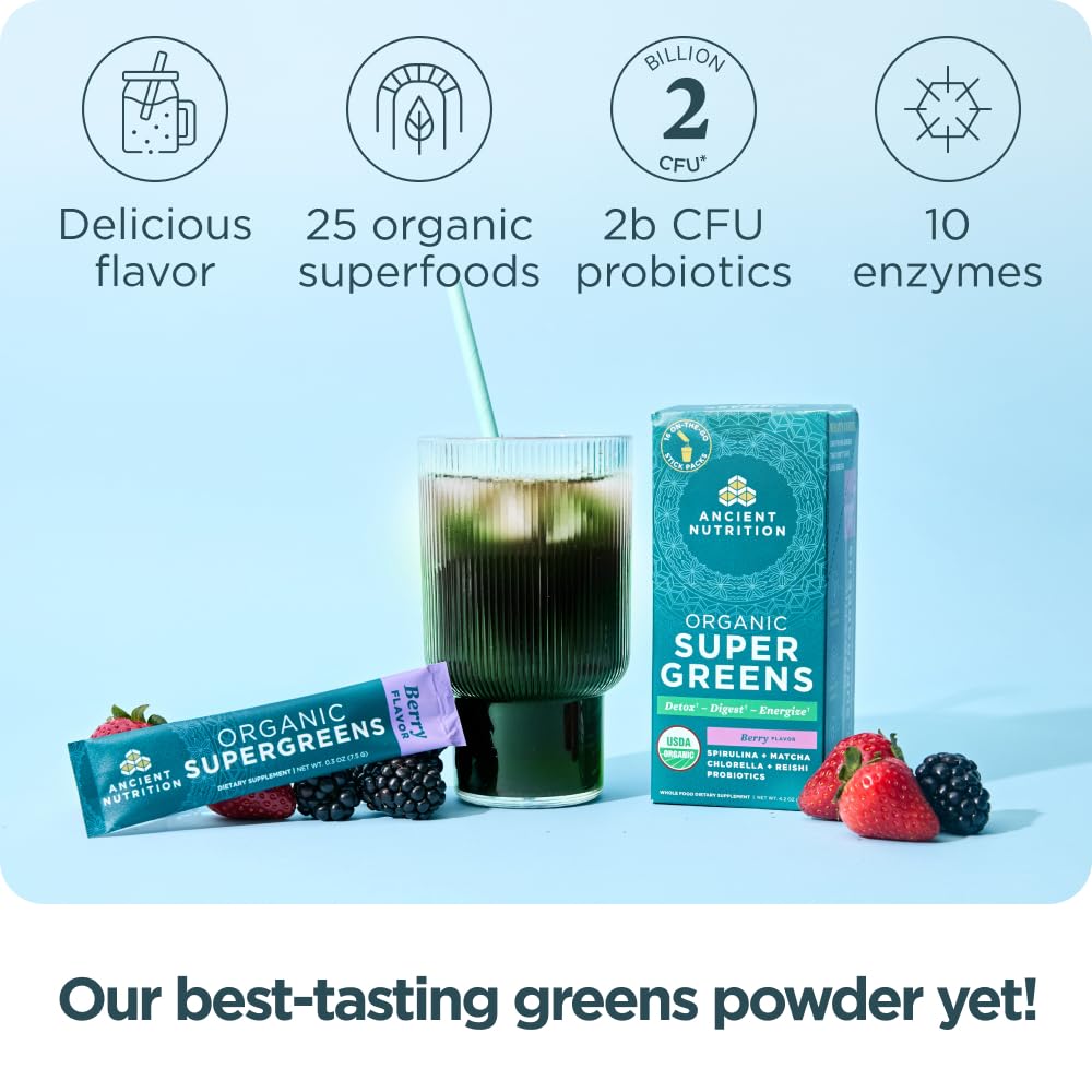 Ancient Nutrition Organic Super Greens Powder 4.2 Ounce