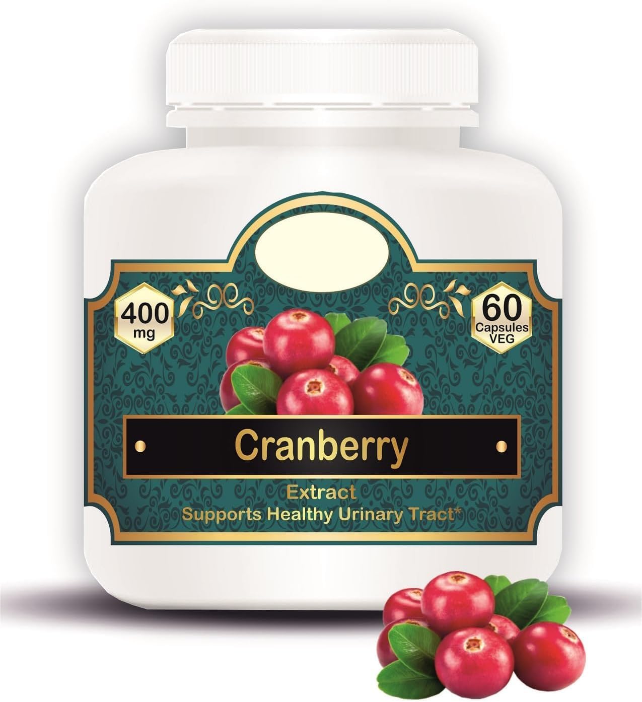 Generic Cranberry Capsules for UTI, Cranberry Extract 400mg, 60 Veg Capsules