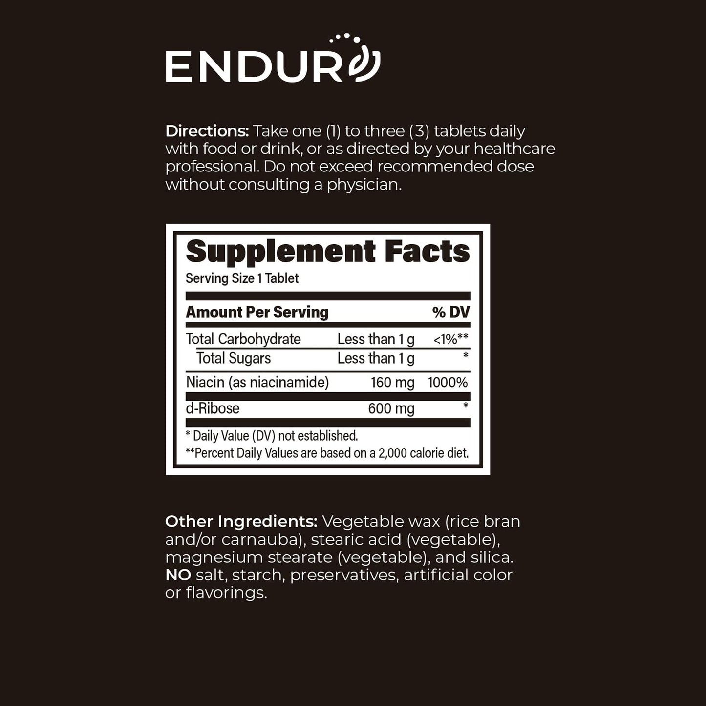 Endurance Products Ribose + B3 SR (Sustained Release) 600 mg - Riboside (NR) - NAD+ Booster, Niacinamide & Ribose for Cellular Energy & Healthy Aging Support - Optimal 5–7 HR Absorption - 90 Tablets