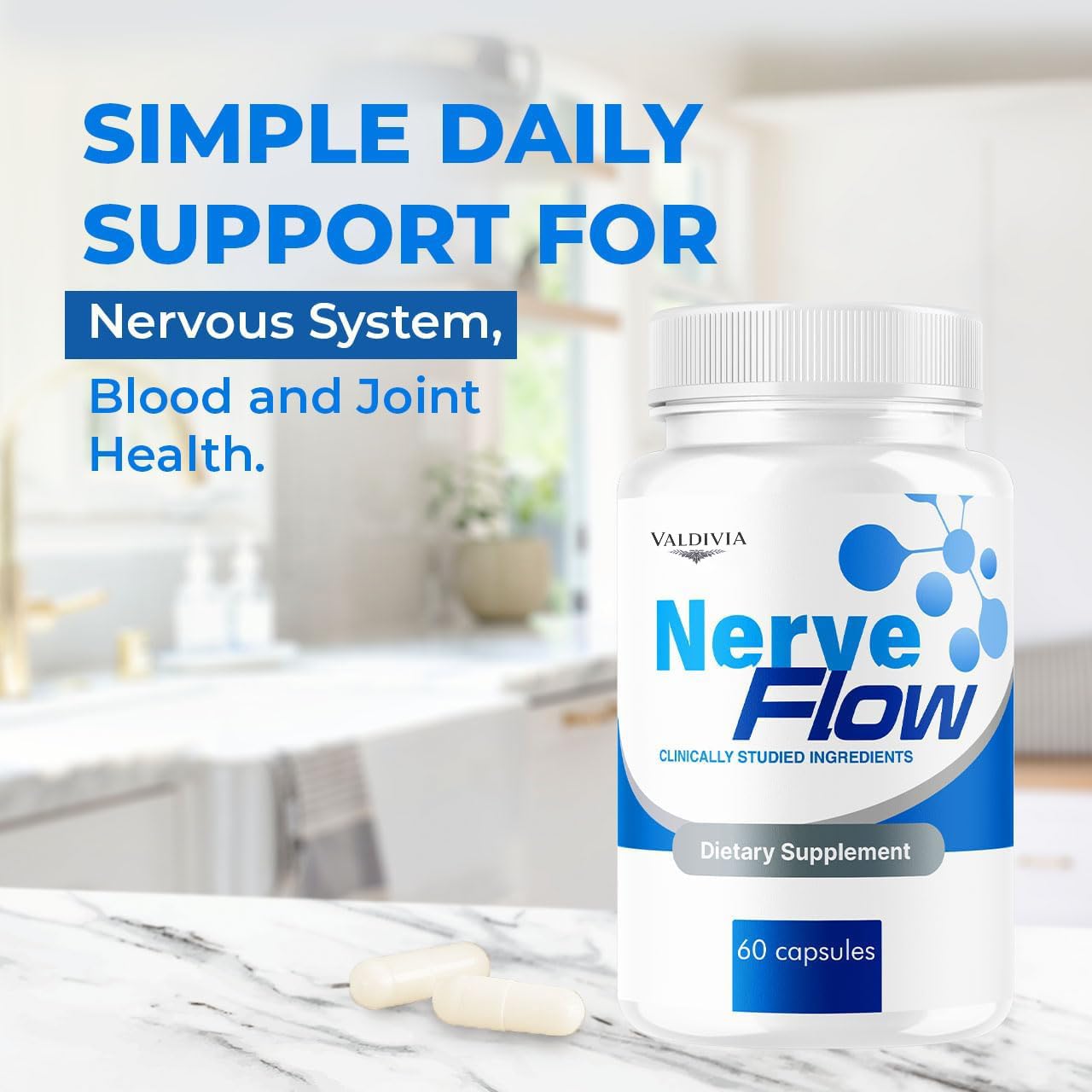 Valdivia NerveFlow Advanced Nerve Support Capsules, Maximum Strength Multivitamin Advanced Formula, 300 Capsules