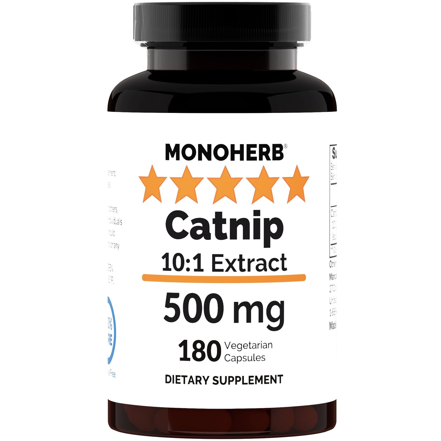 MONOHERB Catnip 10:1 Extract - 500 mg per Capsule, 180 Capsules