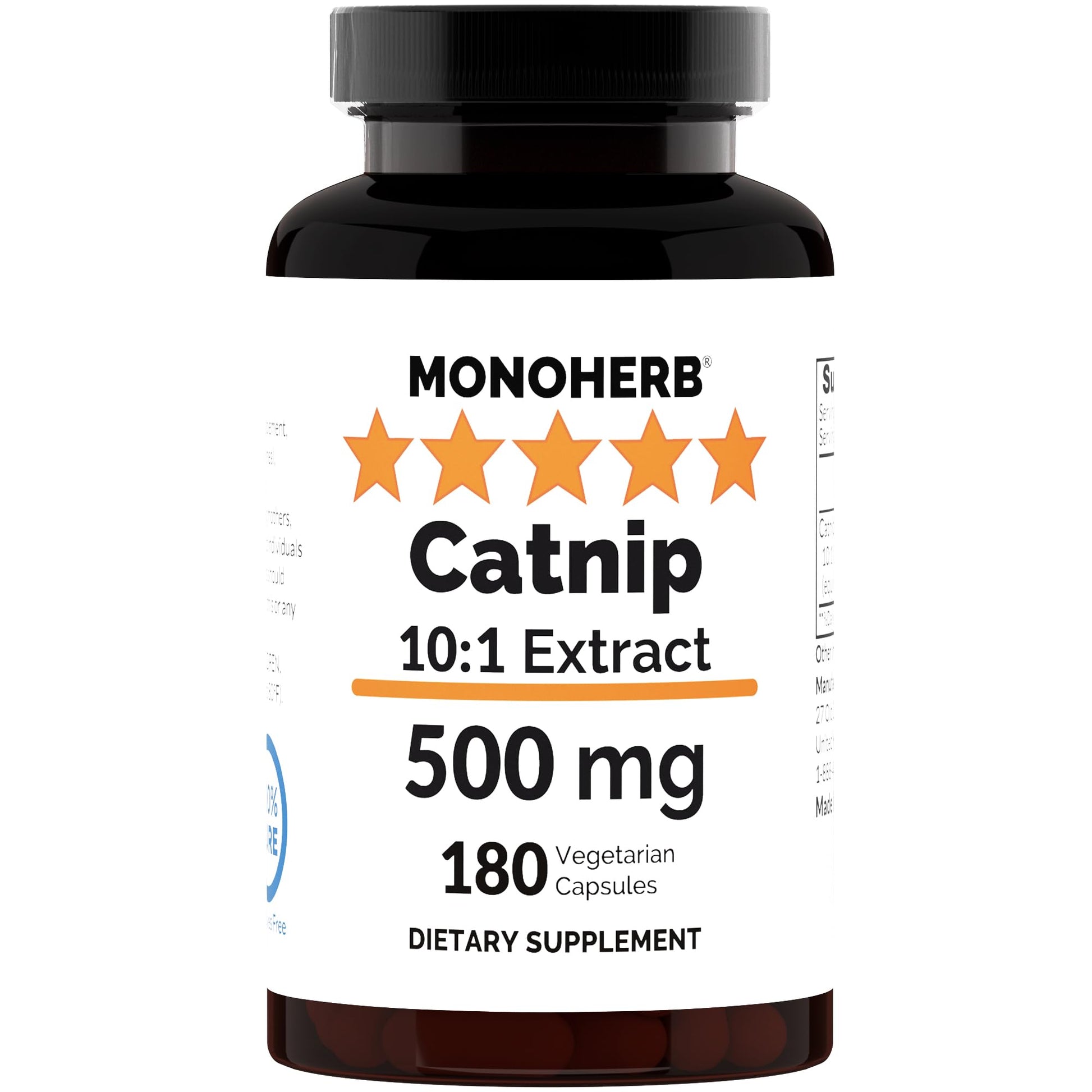 MONOHERB Catnip 10:1 Extract - 500 mg per Capsule, 180 Capsules