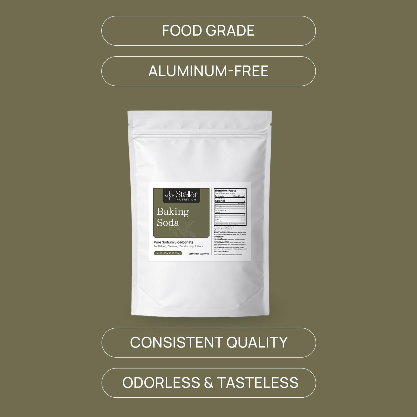 Stellar Nutrition Corp Sodium Bicarbonate Powder, 80 oz