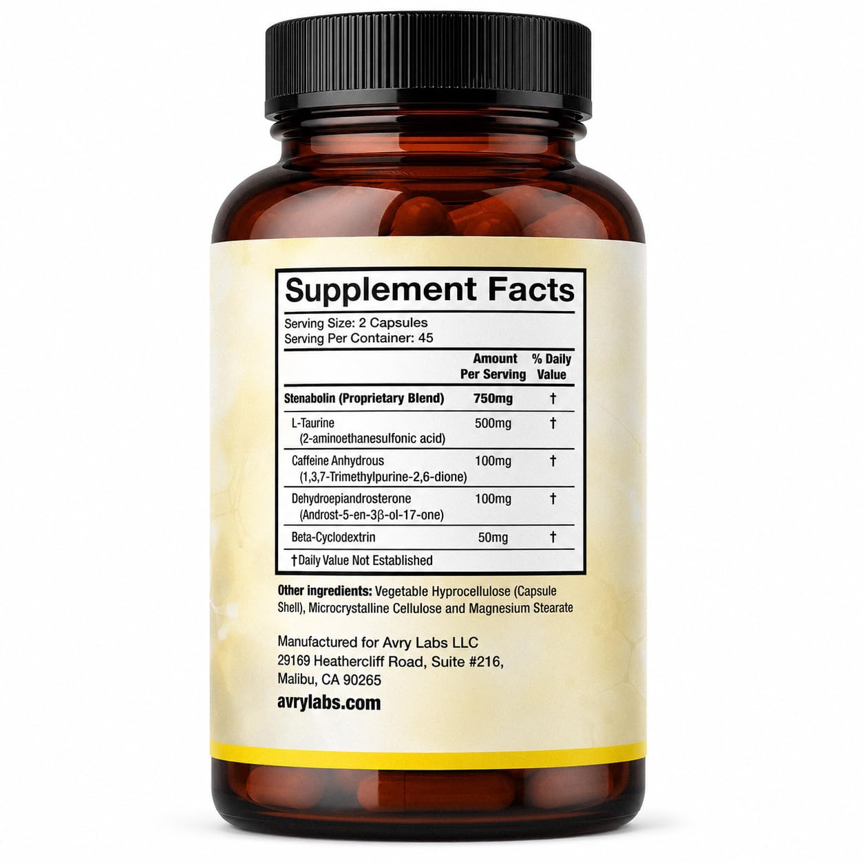 Avry Labs 17-Form DHEA Hormone Support, Performance & Vitality Supplement Capsule, 90 Count