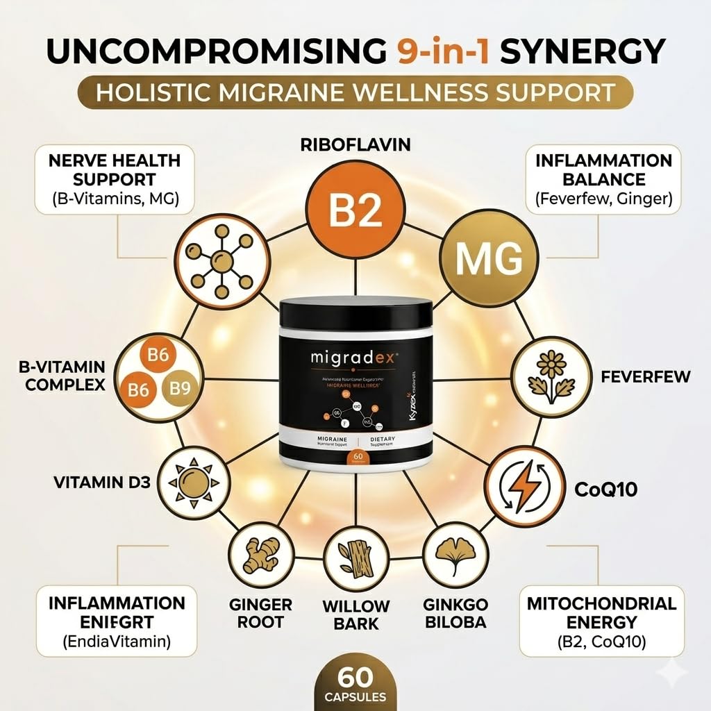VOKIMAX Kyzex Migradex - 9 in 1 Migraine Supplement Capsule 1 Count
