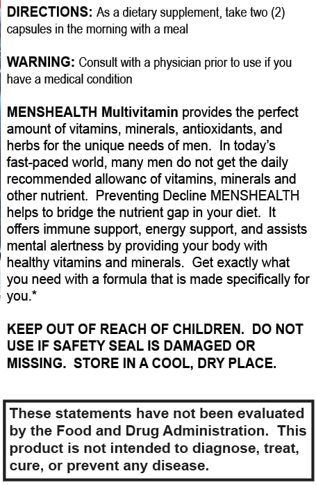 Generic MensHealth 400mg Daily Multivitamin Capsule, 30 Capsules