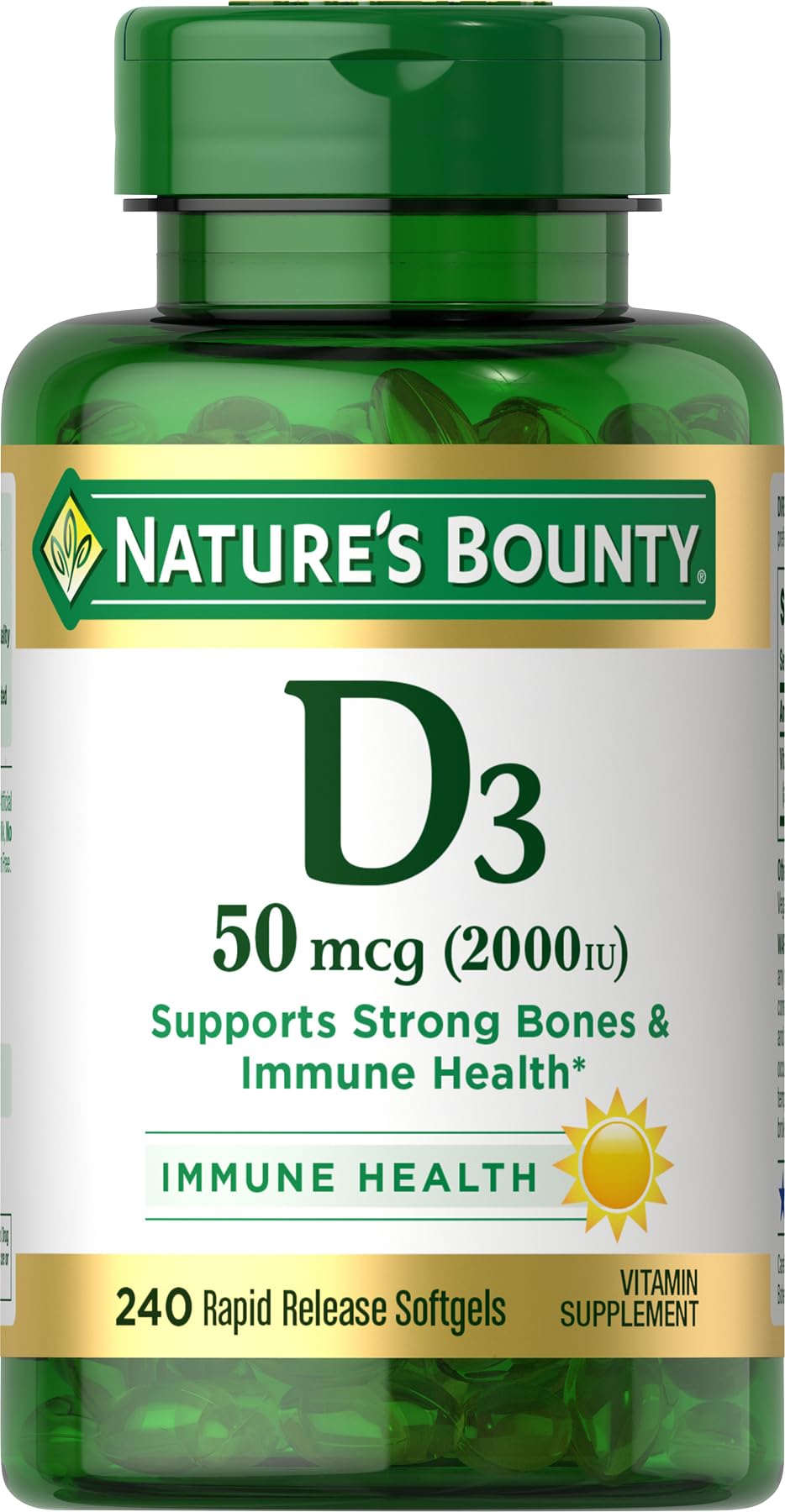 Nature's Bounty Vitamin D3 2000 IU Softgels 240 Count