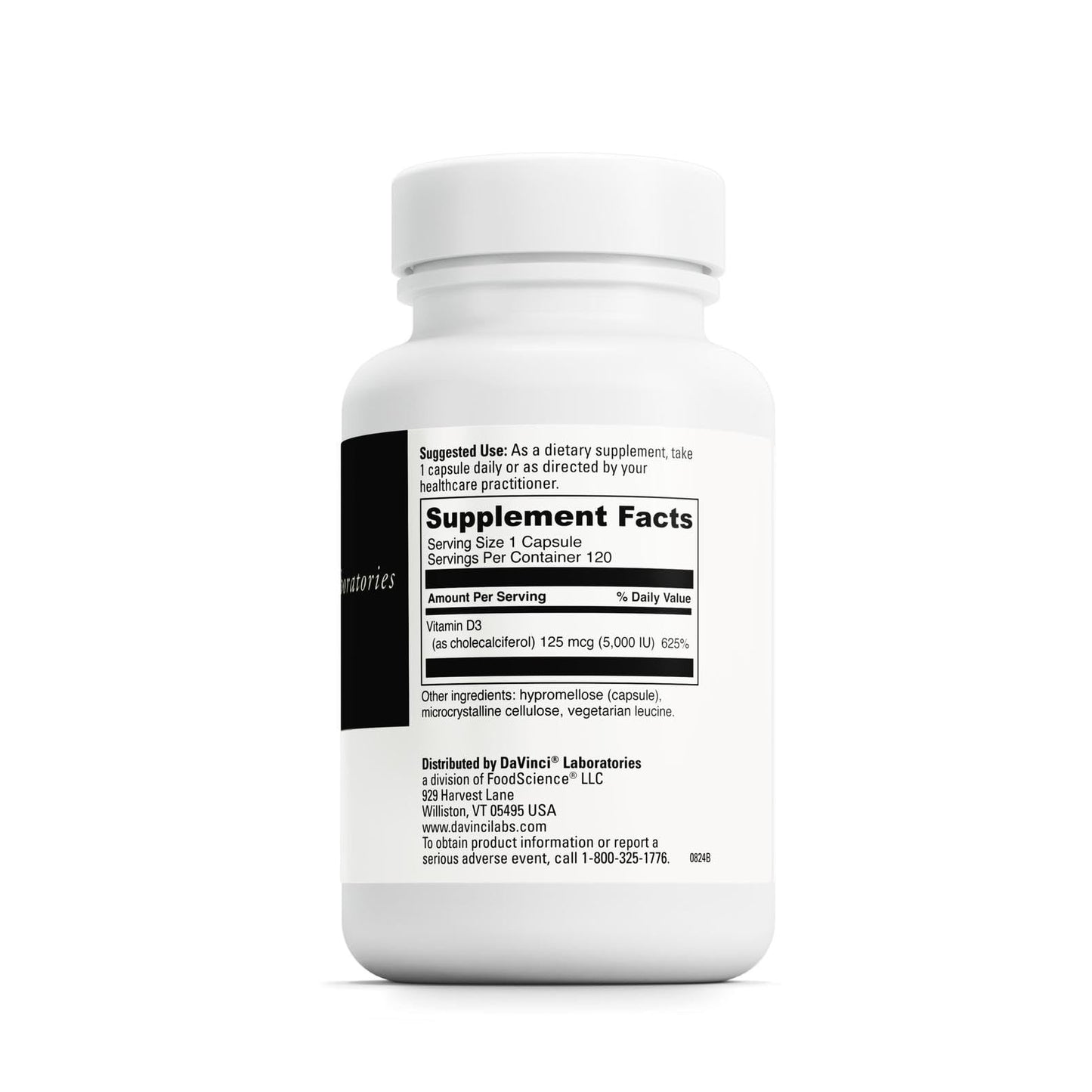 DAVINCI Vitamin D3 5000 IU Capsule, 120 Capsules