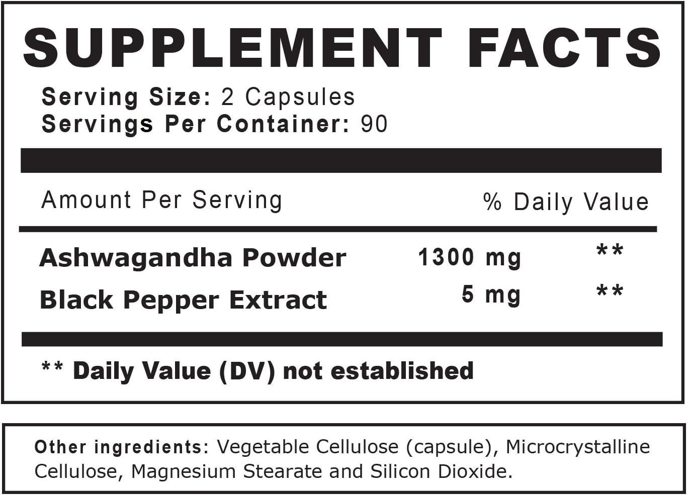 EBYSU Ashwagandha 1300mg Capsules, 180 Count