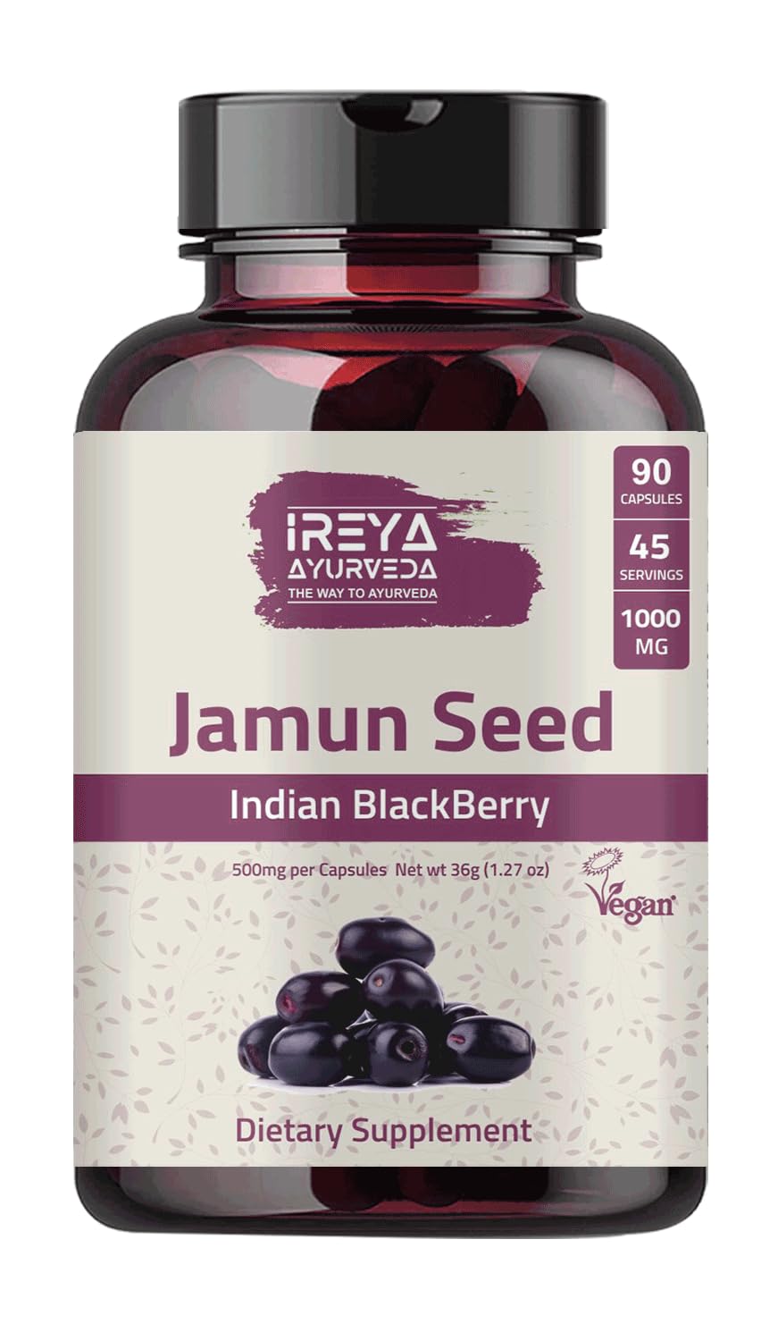 Ireya Ayurveda Jamun Seed Capsules 1000 mg, 90 Capsules