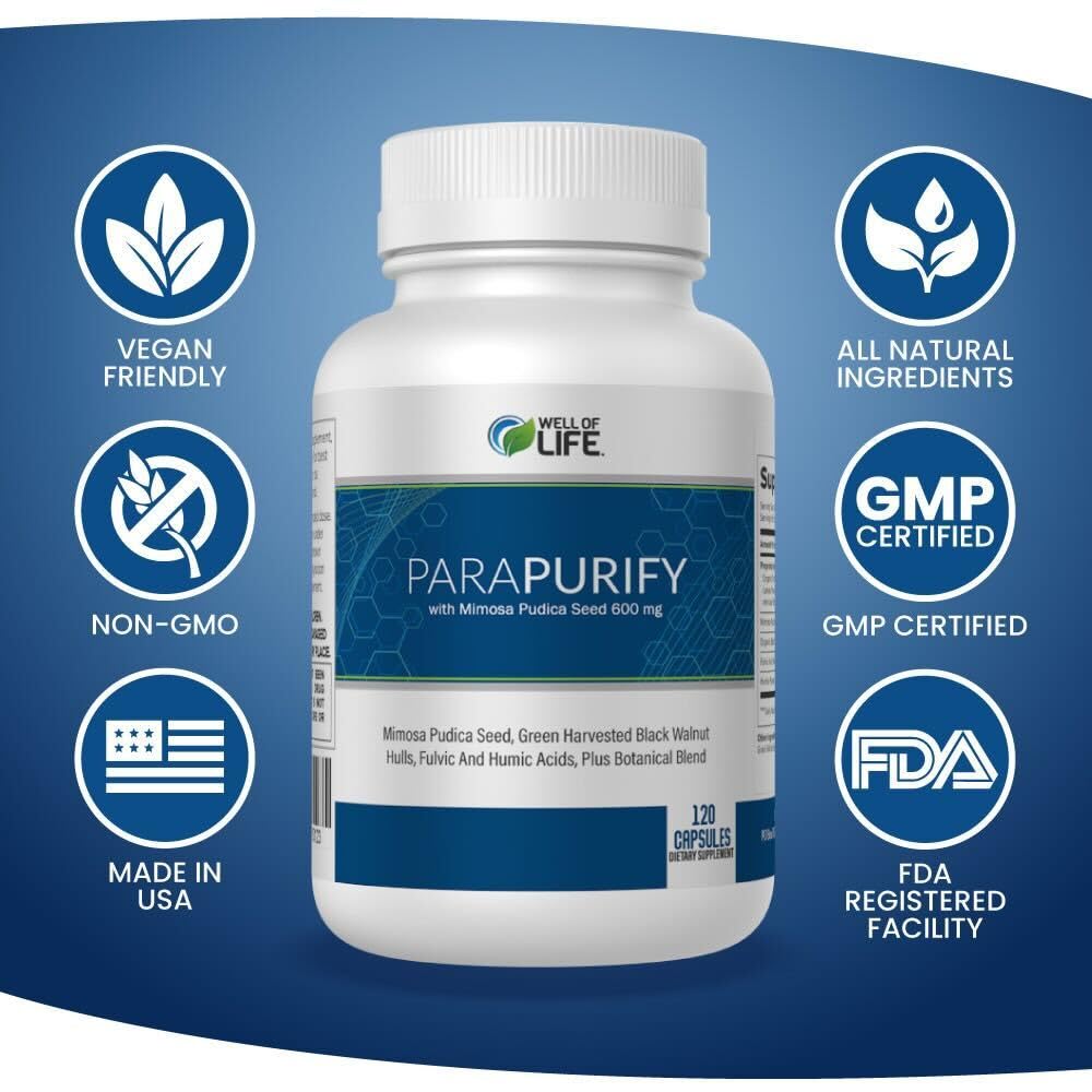 Well of Life ParaPurify Mimosa Pudica Black Walnut Supplement Capsule 120 Count