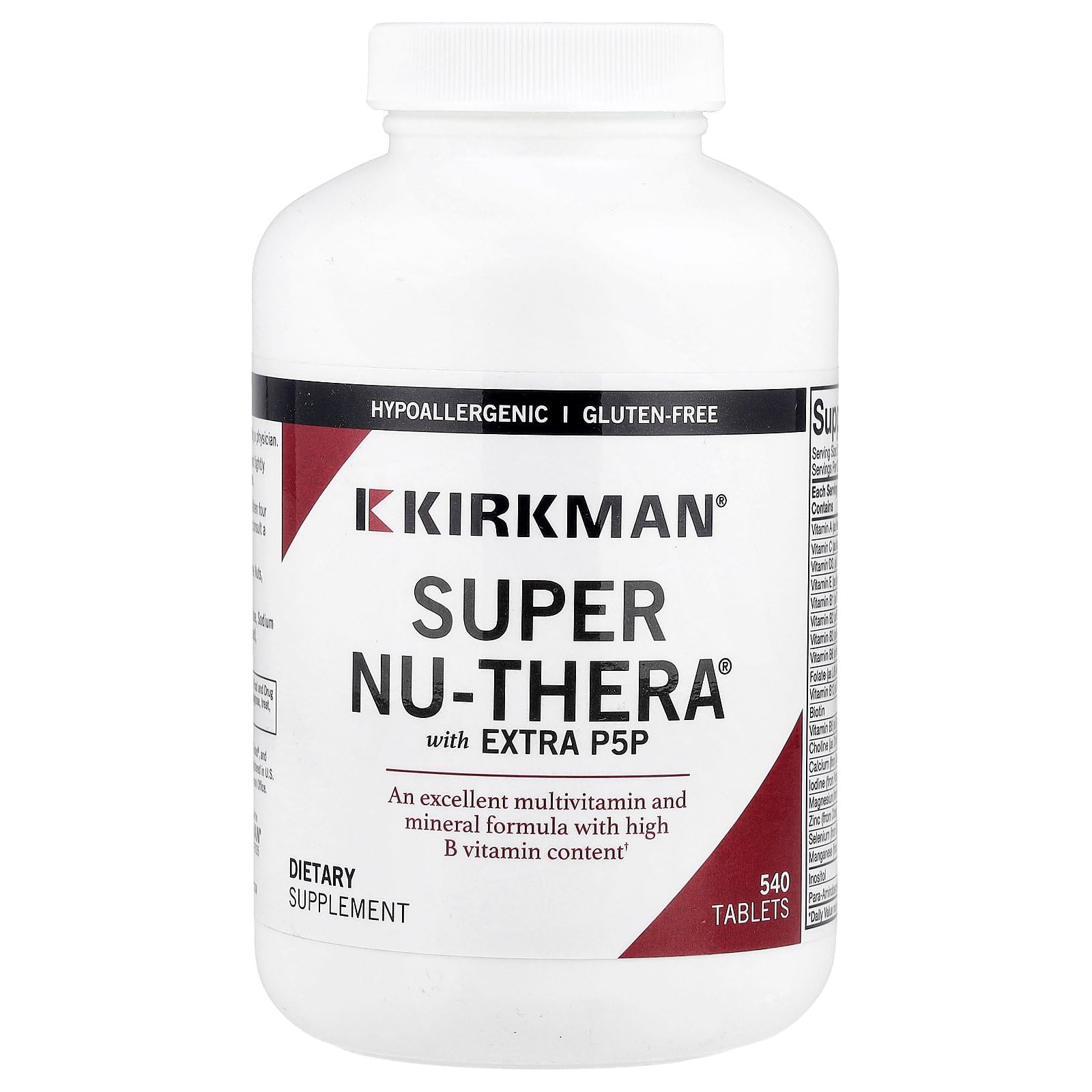 Kirkman Super Nu-Thera with Extra P5P, 540 Tablets