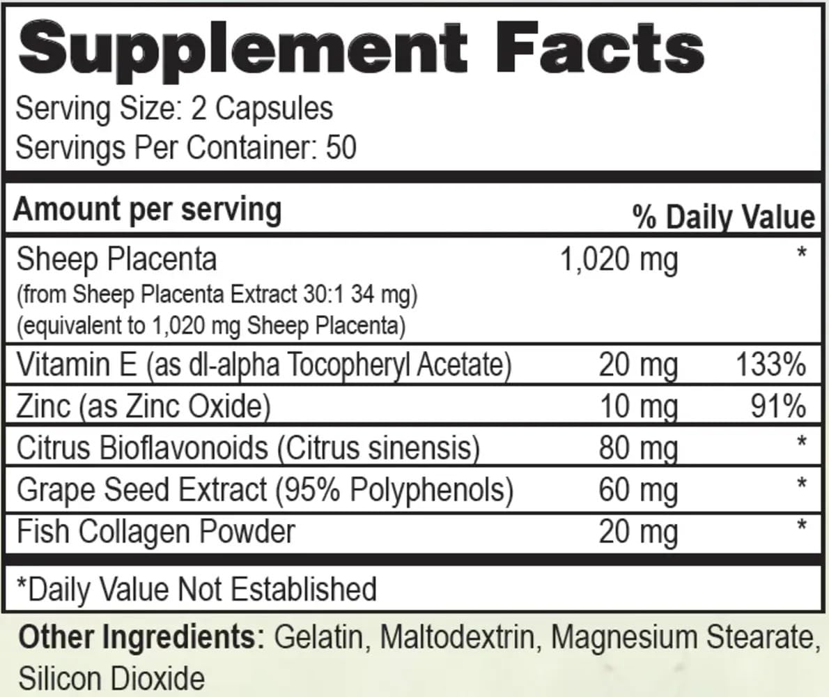 Nu-Health Sheep Placenta Complex Capsules 100