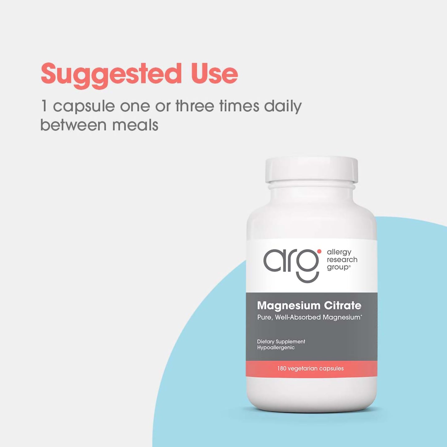 Allergy Research Group Magnesium Citrate Capsules 180 Capsules