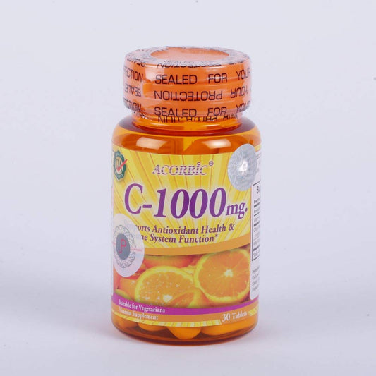 Acorbic Vitamin C 1000 mg Tablet, 30 Count