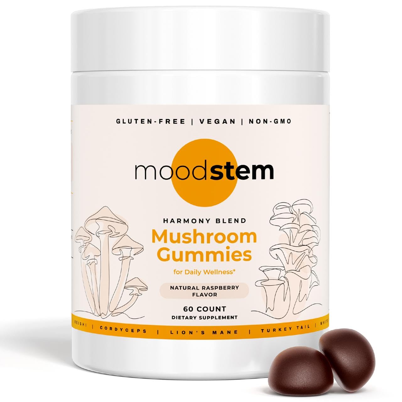 Moodstem Mushroom Harmony Blend Daily Mushroom Supplement Gummy 60-count
