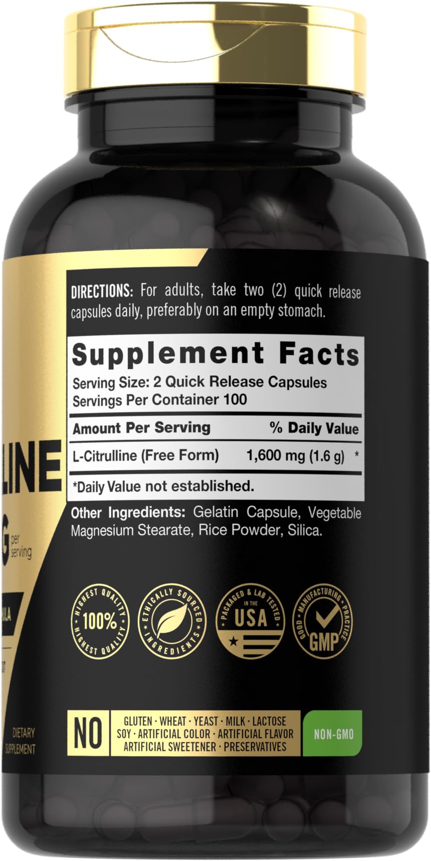 Carlyle L Citrulline 1600mg Capsules, 200 Count
