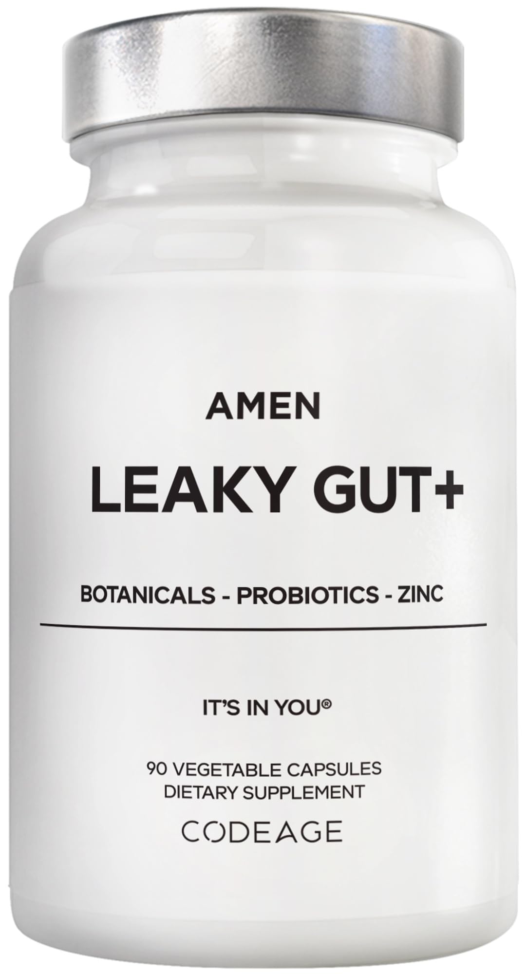 Amen Leaky Gut L-Glutamine DGL Licorice Probiotics Zinc Capsules 90 Count