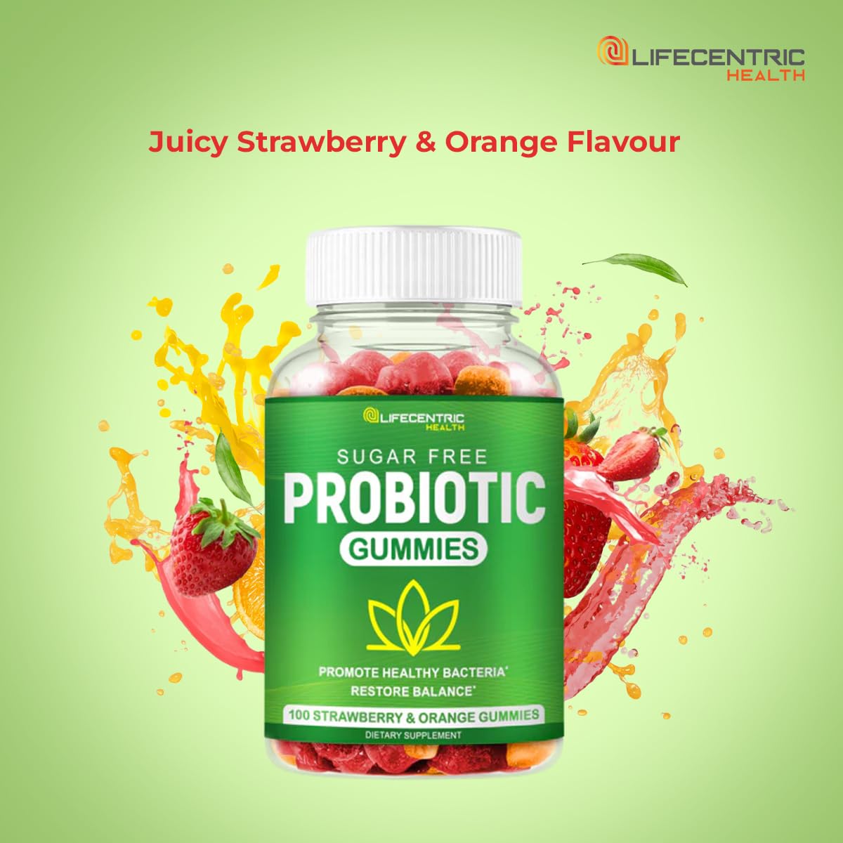 LifeCentric Health Probiotic Gummies Max Strength 5 Billion CFU Gummy 100 Count