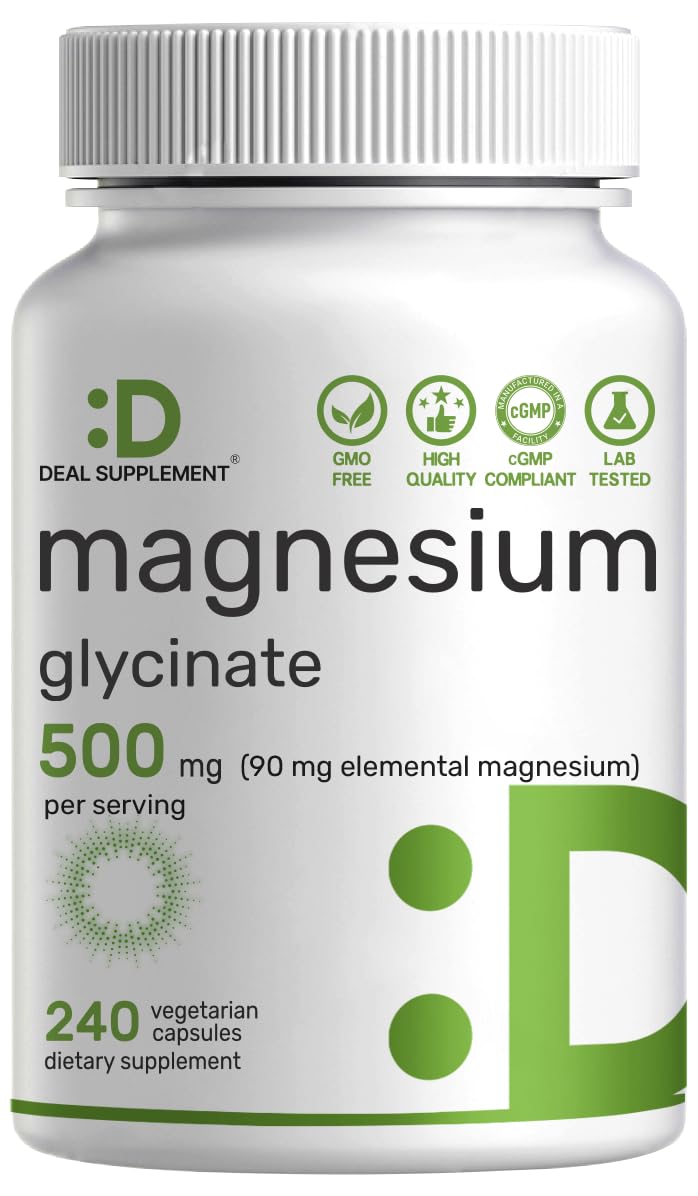 DEAL SUPPLEMENT Magnesium Glycinate 500mg Per Serving Capsule, 240 Count