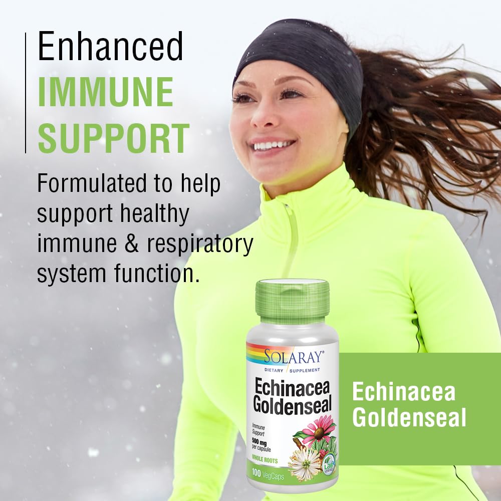 Solaray Echinacea Root & Goldenseal Root Supplement Capsules 100