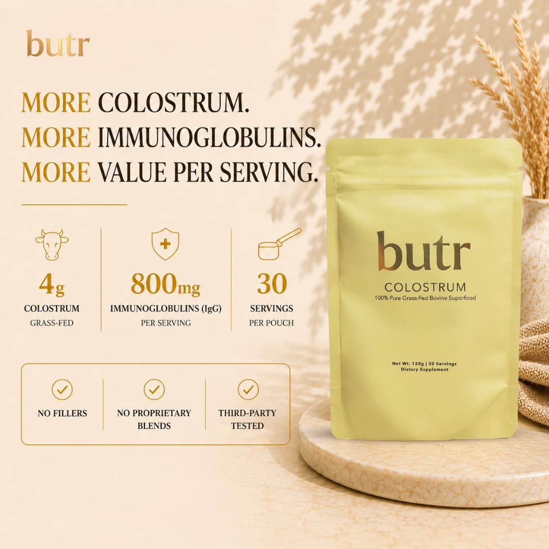 butr Grass-Fed Bovine Colostrum Powder 30 Servings