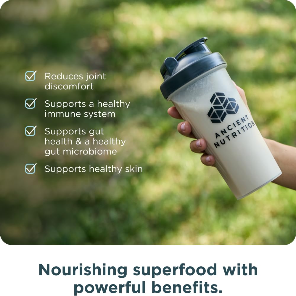 Ancient Nutrition Grass Fed Bone Broth Protein Powder, Vanilla, 13 Servings